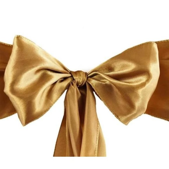 Other - 50 count | Gold Satin Chair Sashes Wedding Party Dining Banquet Bows Ties Decor